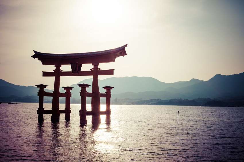 De toegangspoort in Miyajima